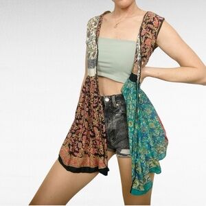 Protest Patchwork Boho Floral Cotton Mini Dress Festival Sleeveless Tunic Shirt